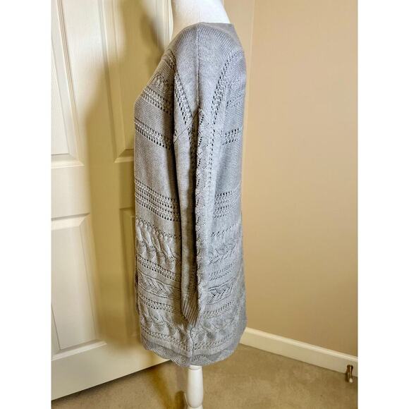 Sundance Silk Blend Sweater Dress Long Sleeve Open Knit Grey/Taupe Small Petite - Picture 5 of 6